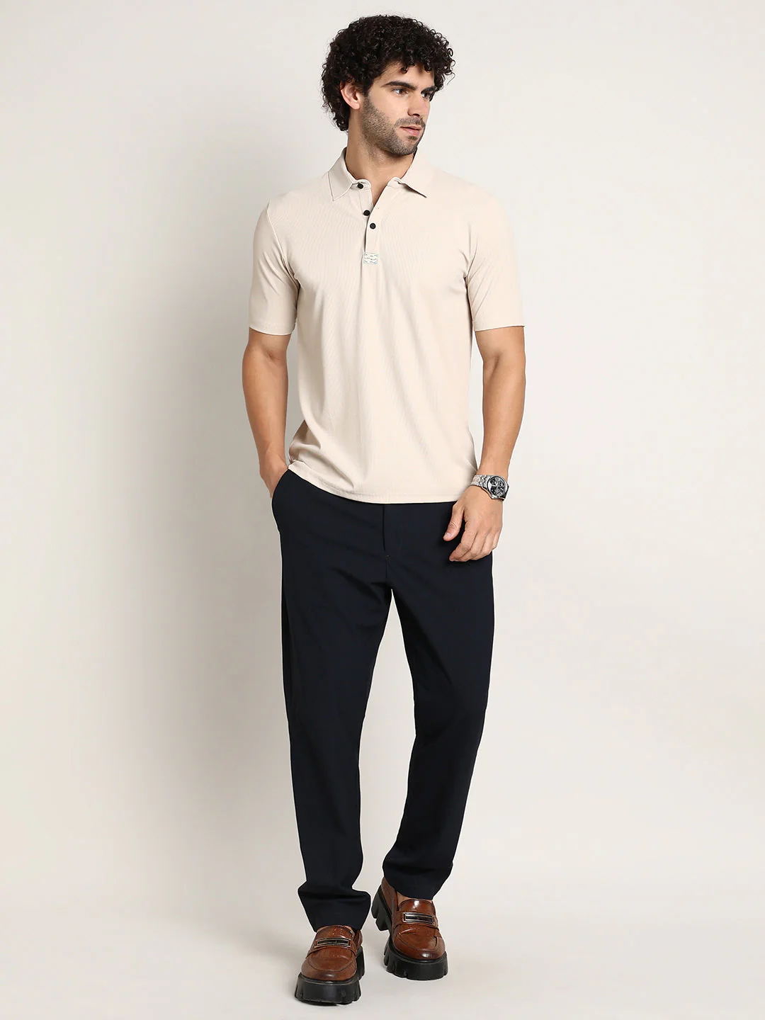 Seamless Ribbed Polo T-Shirt - Image 5