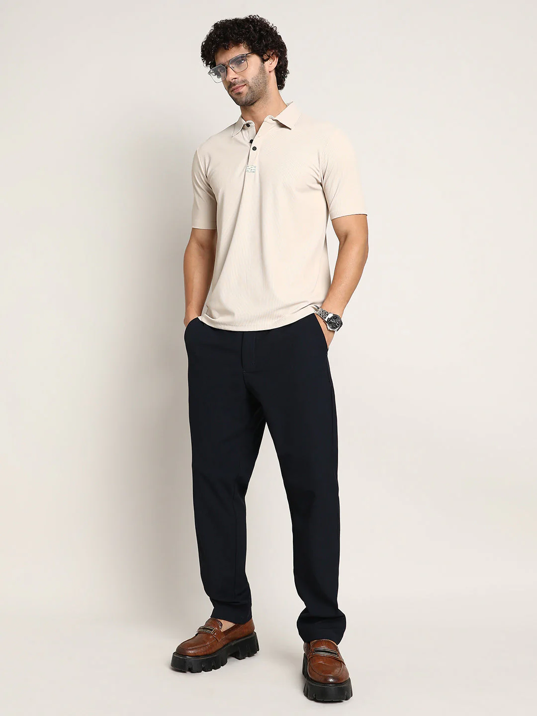 Seamless Ribbed Polo T-Shirt - Image 6