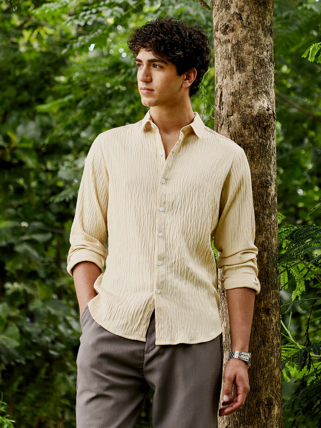 Solid Creased-Tactile Shirt - Image 2