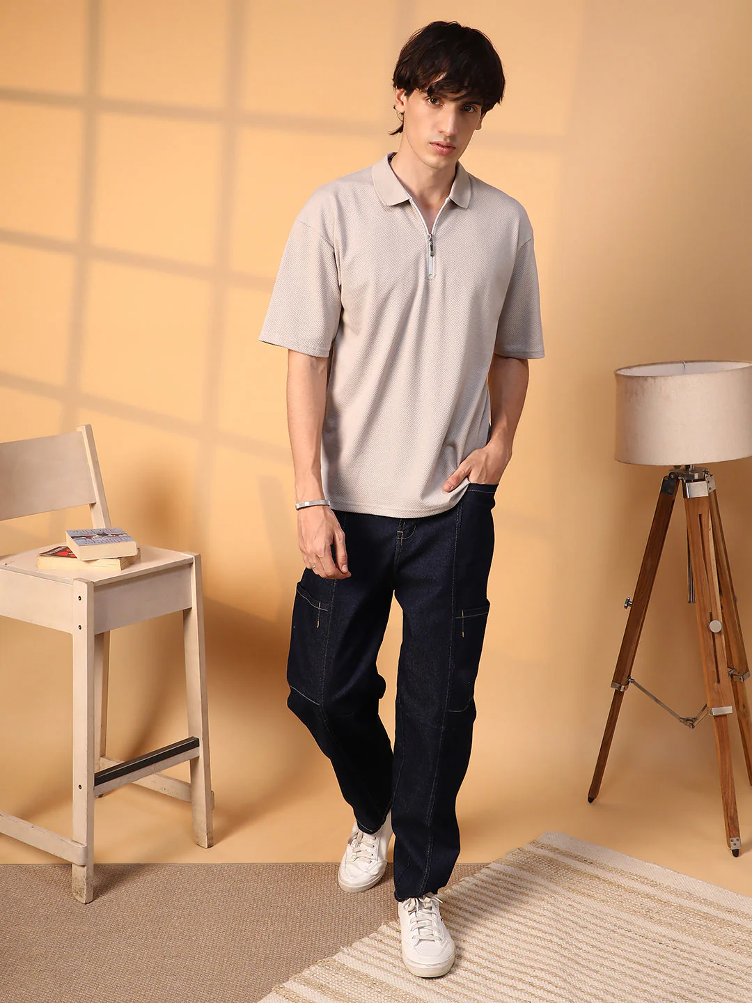 Solid Oversized Polo T-Shirt - Image 6