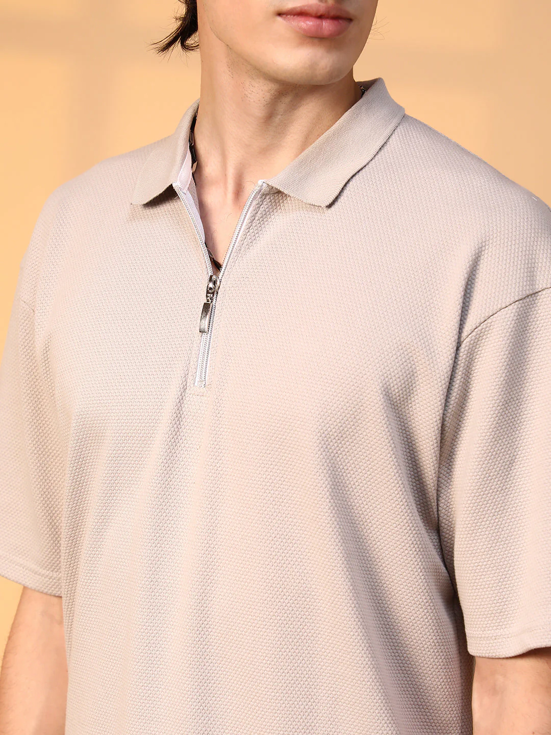 Solid Oversized Polo T-Shirt - Image 8