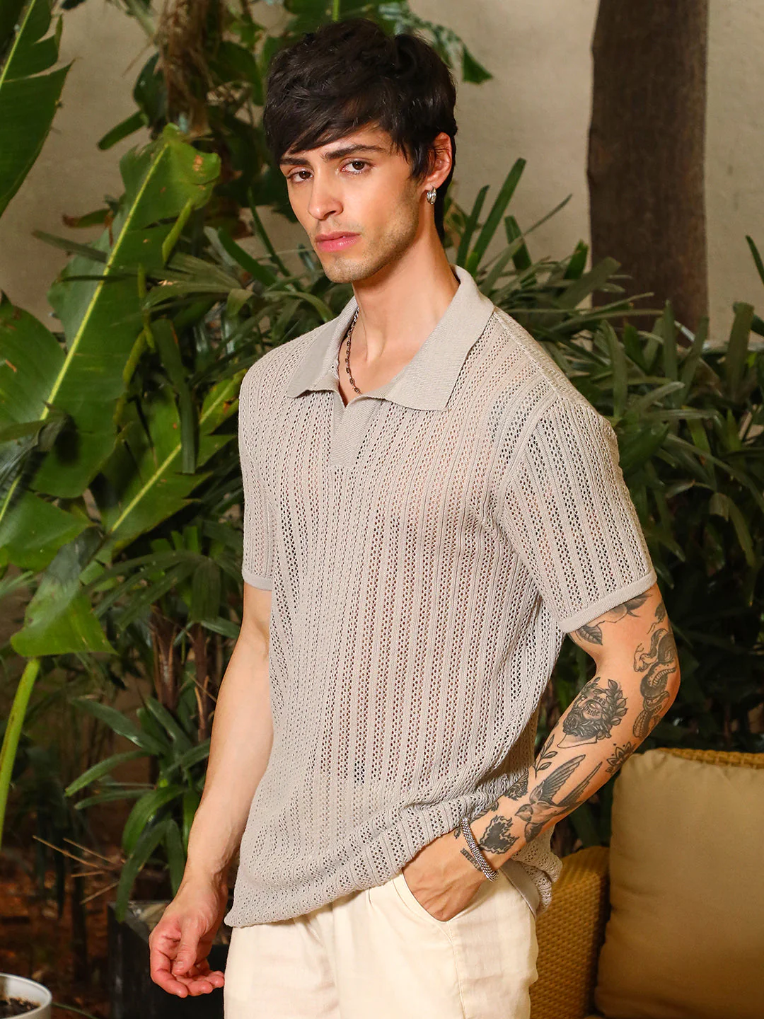Tactile-Knit Polo T-Shirt - Image 3
