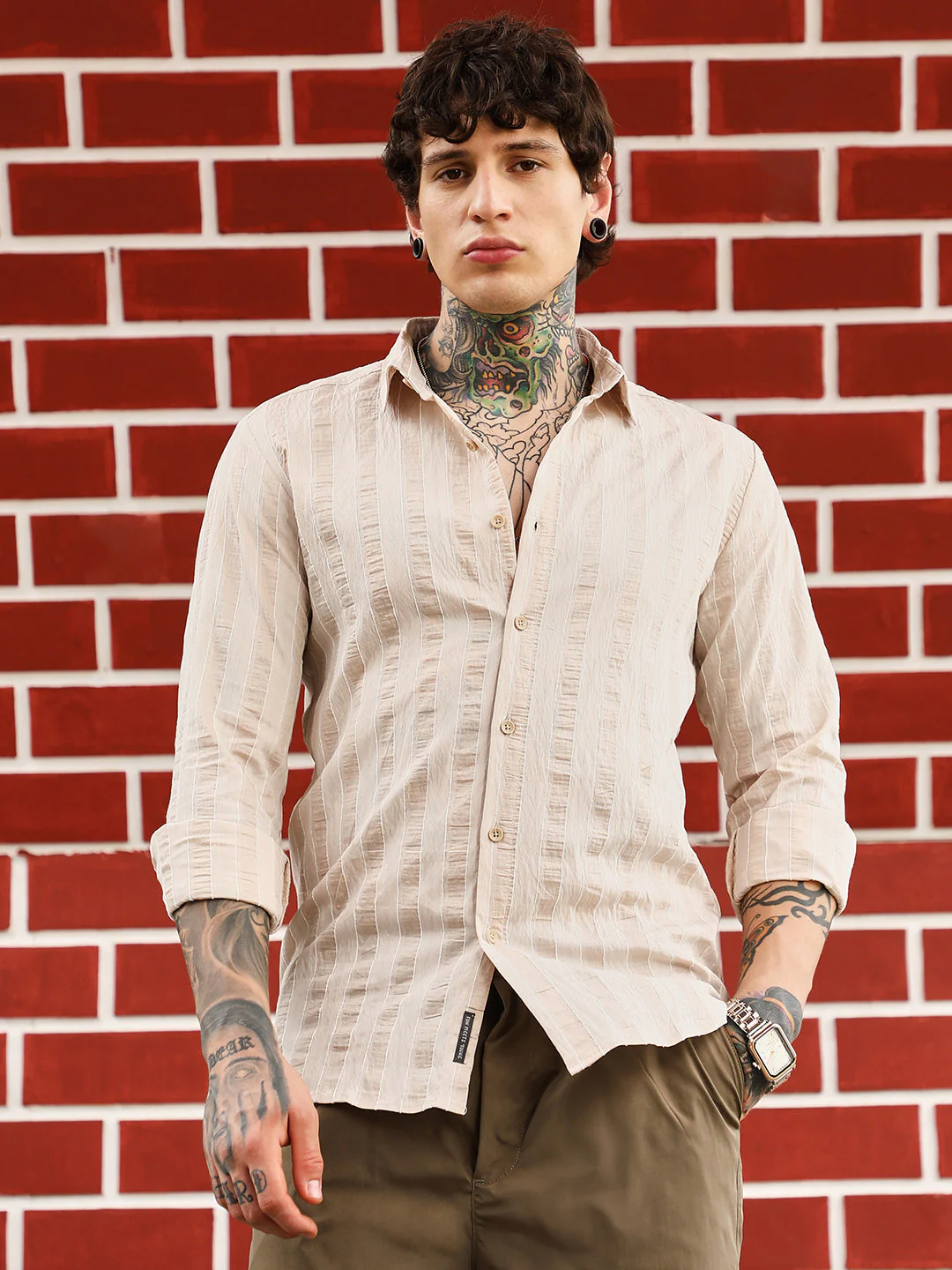 Textured Candy-Striped Shirt - Image 2