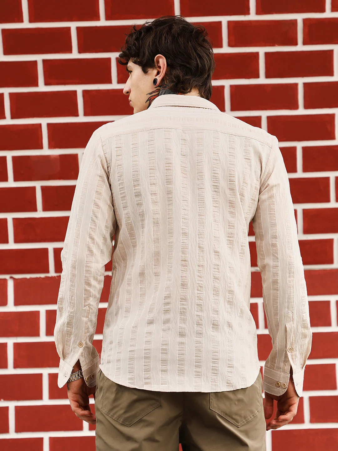 Textured Candy-Striped Shirt - Image 4