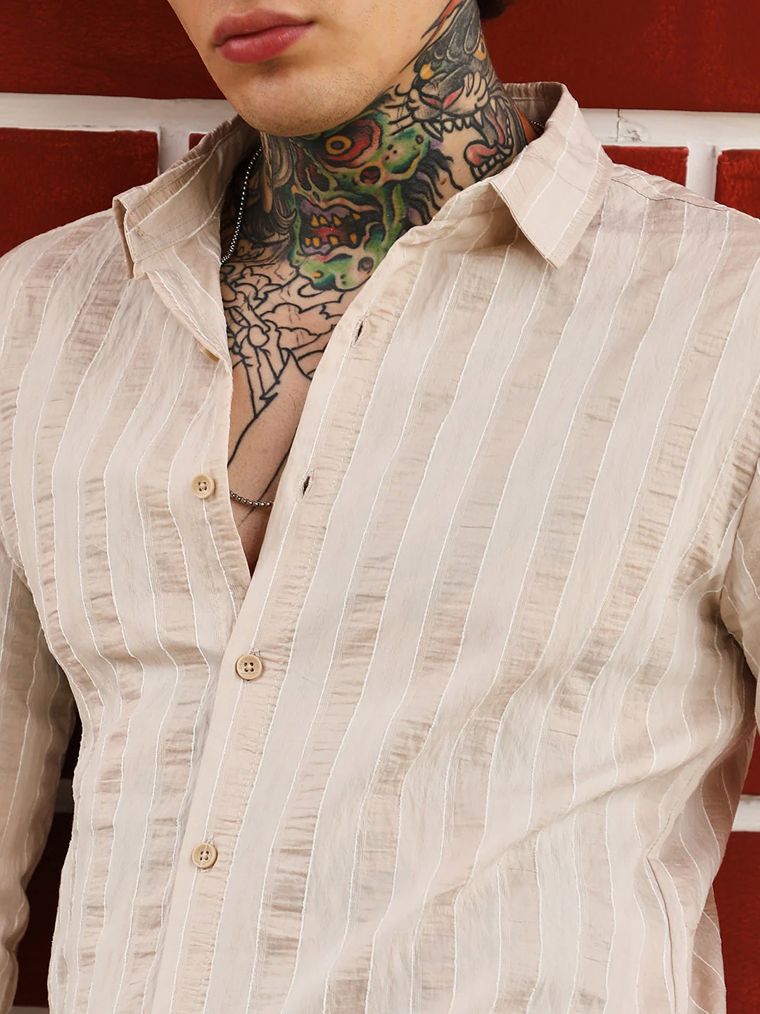 Textured Candy-Striped Shirt - Image 7