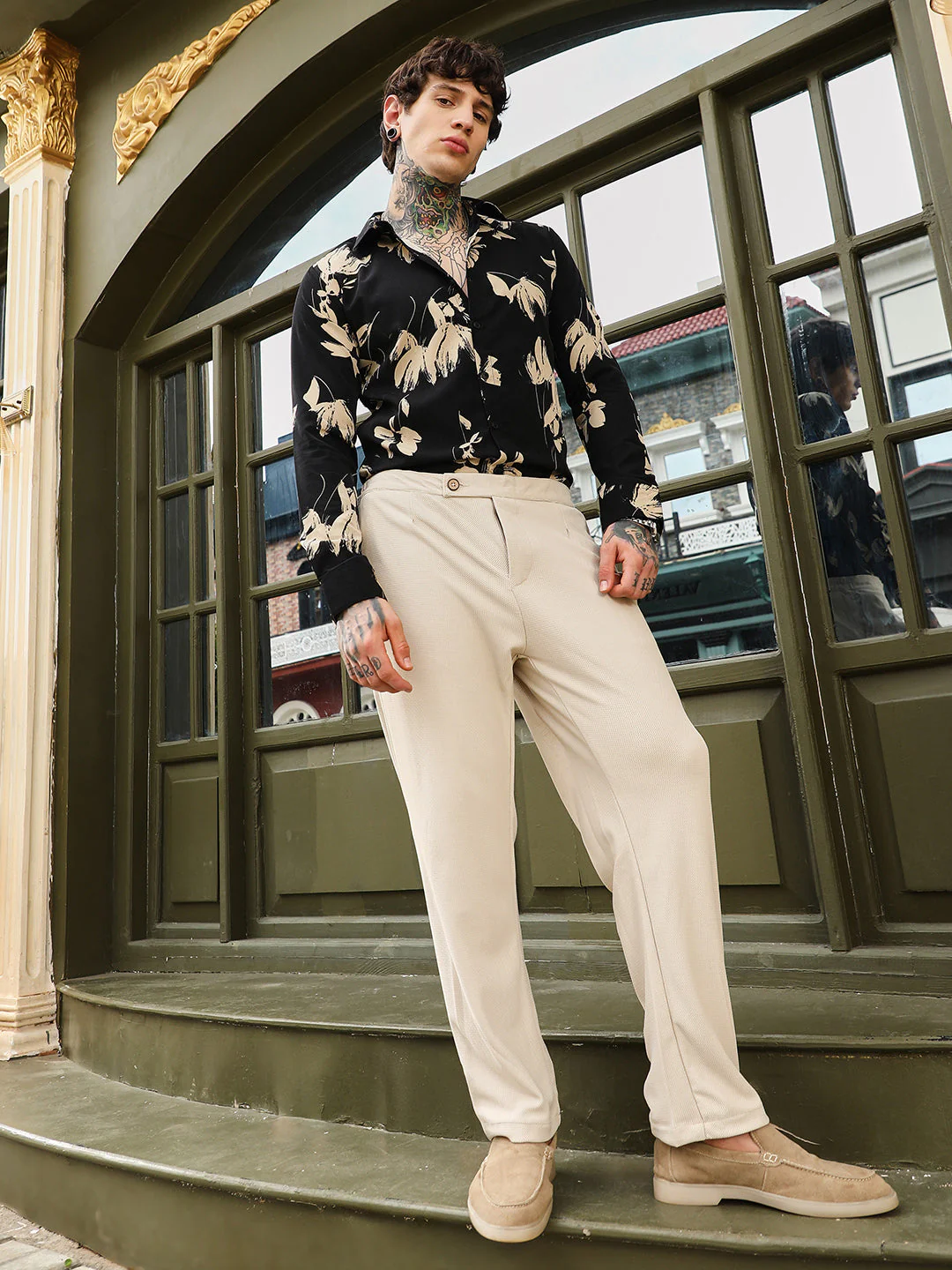 Textured Extended-Waistband Trousers - Image 5
