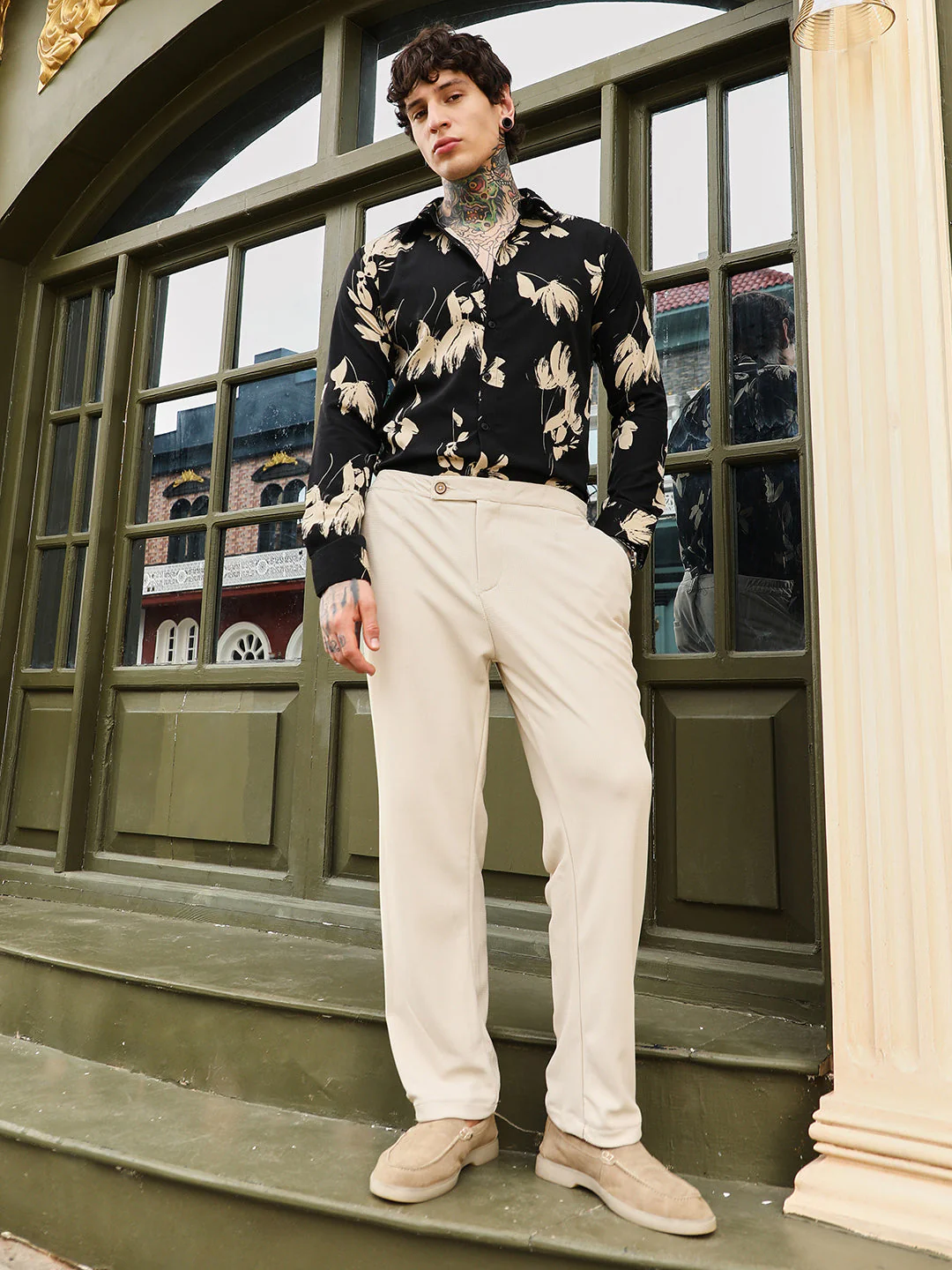 Textured Extended-Waistband Trousers - Image 6