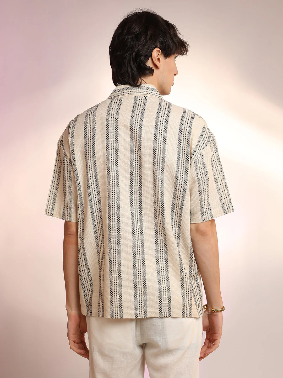 Woven Striped Oversized Shirt - Image 4