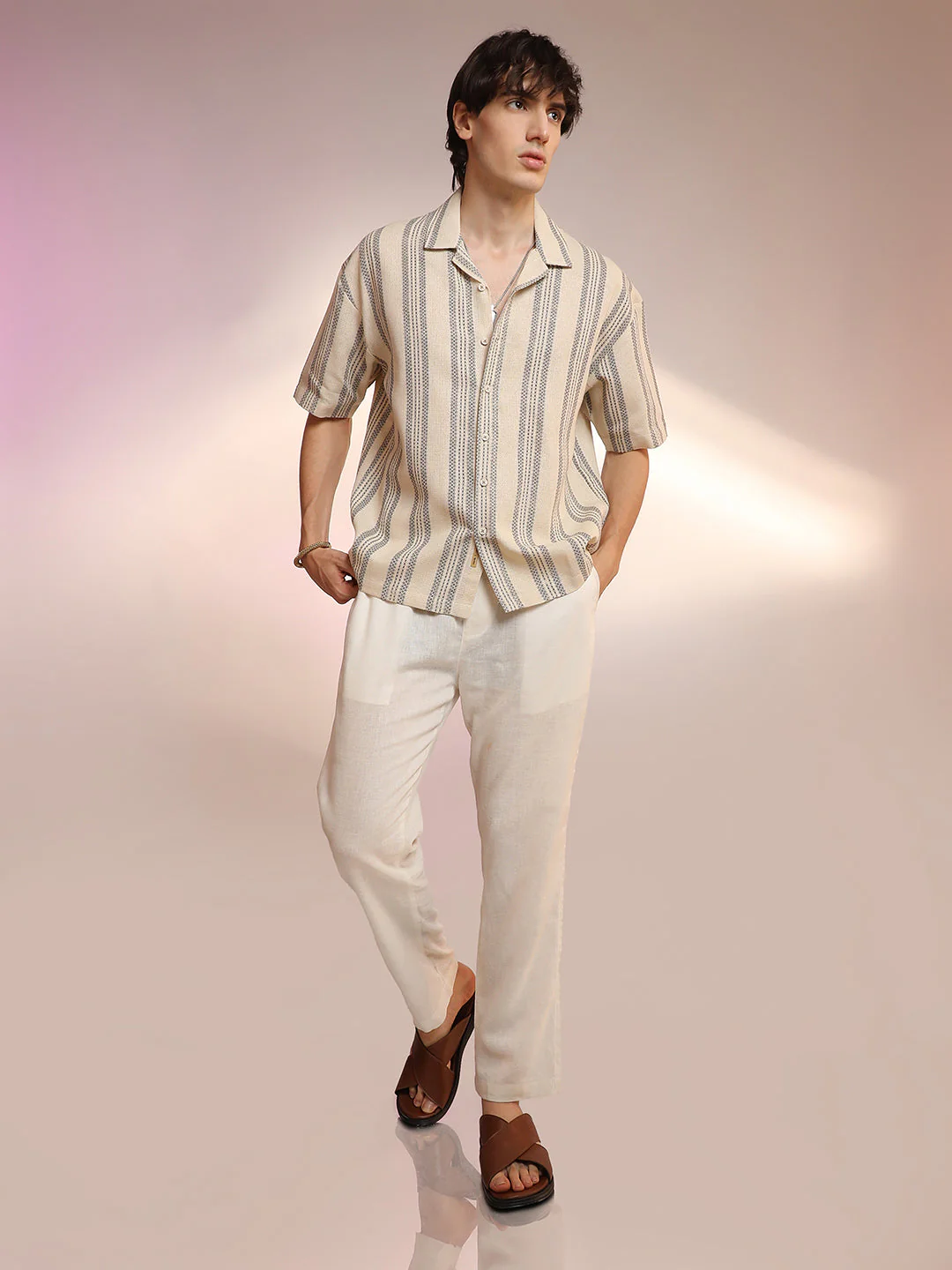 Woven Striped Oversized Shirt - Image 5