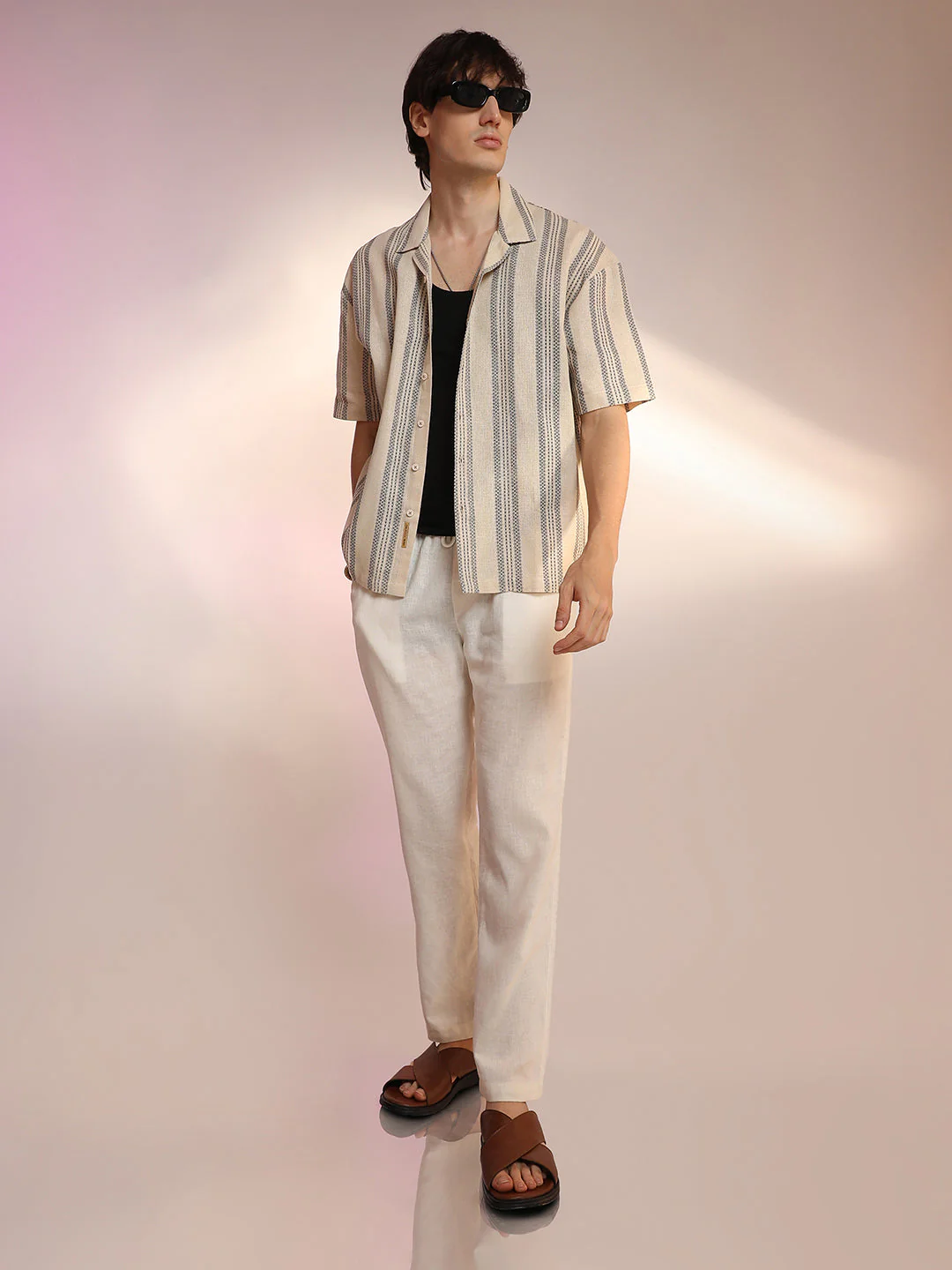 Woven Striped Oversized Shirt - Image 6