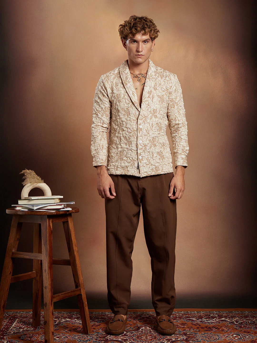 Crushed Shawl Collar Oversized Shirt - Image 5