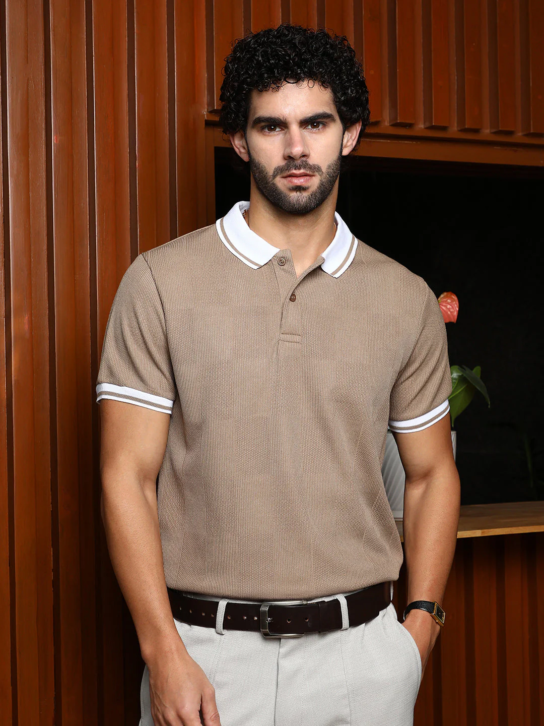 Cuboid-Stripe Polo T-Shirt - Image 2