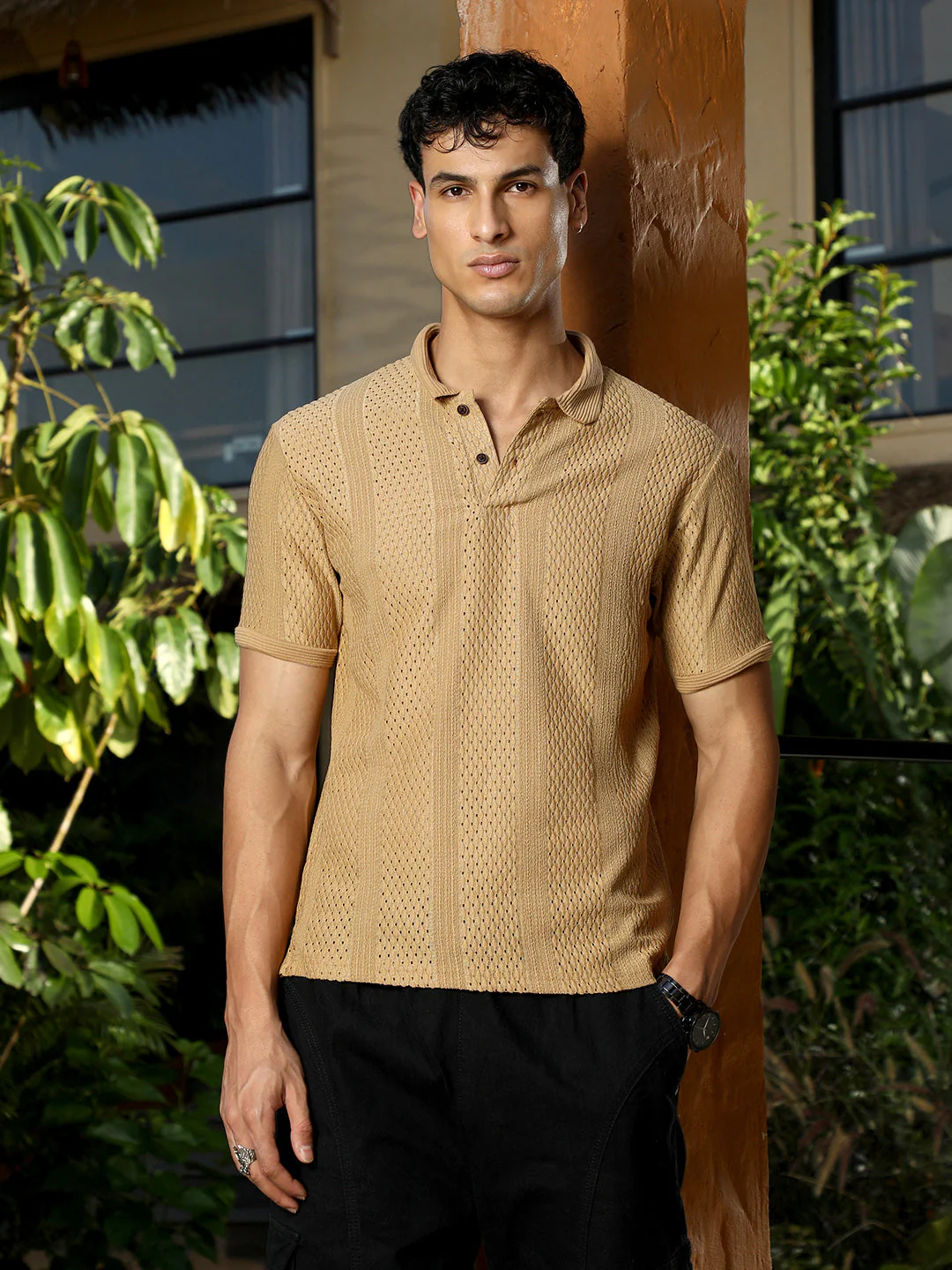 Marquise-Panel Jacquard Polo T-Shirt - Image 2