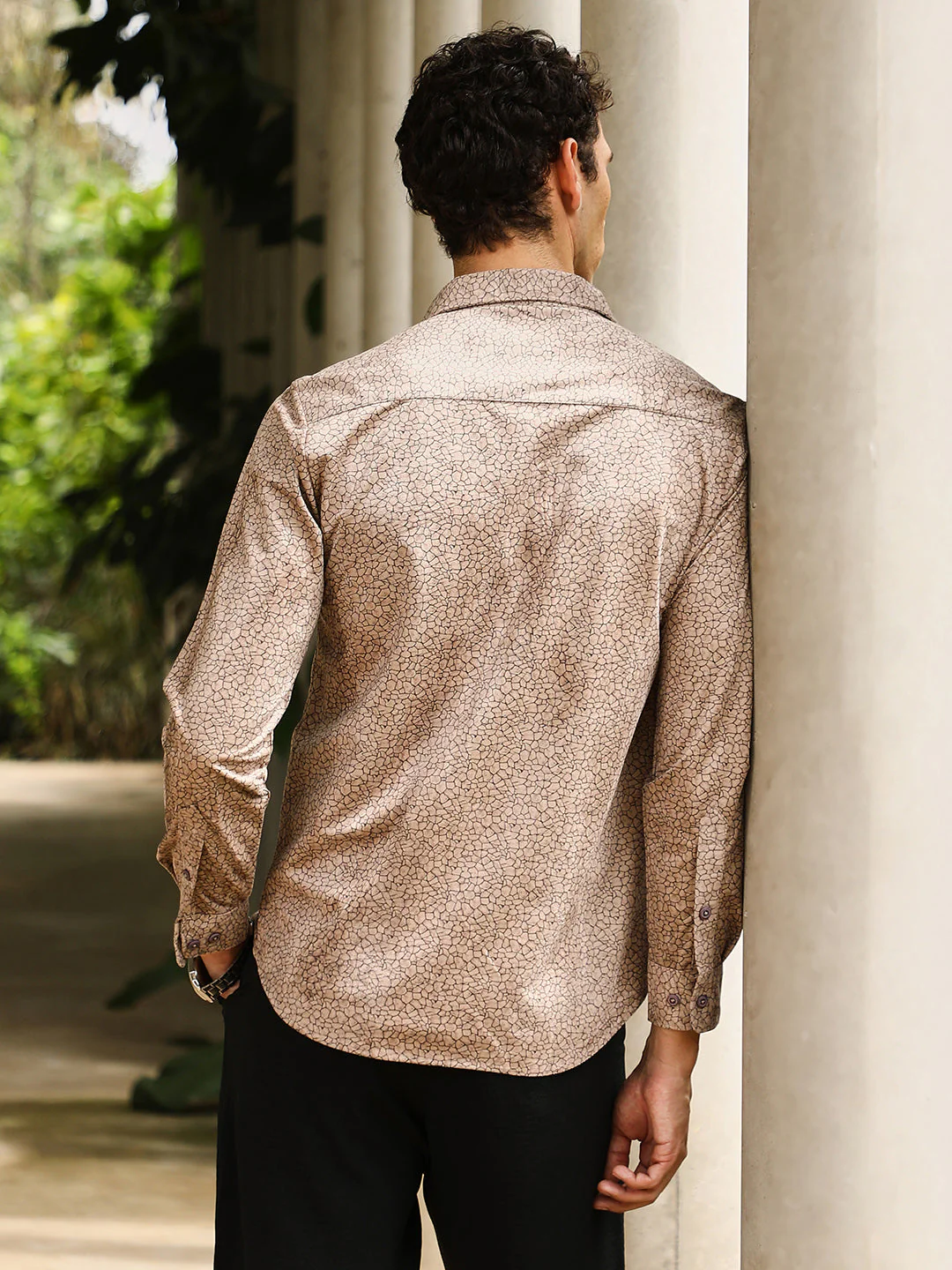 Mosiac-Imprint Suede Shirt - Image 4