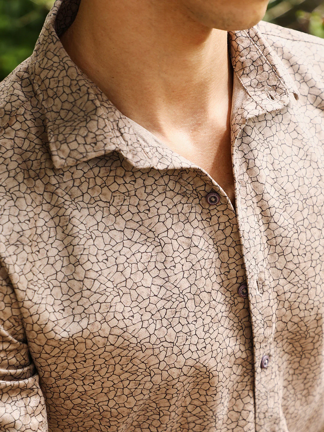 Mosiac-Imprint Suede Shirt - Image 7