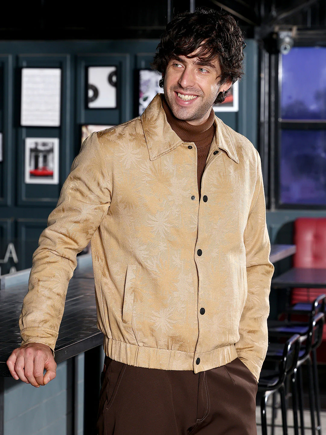 Palm-Jacquard Bomber Jacket - Image 3