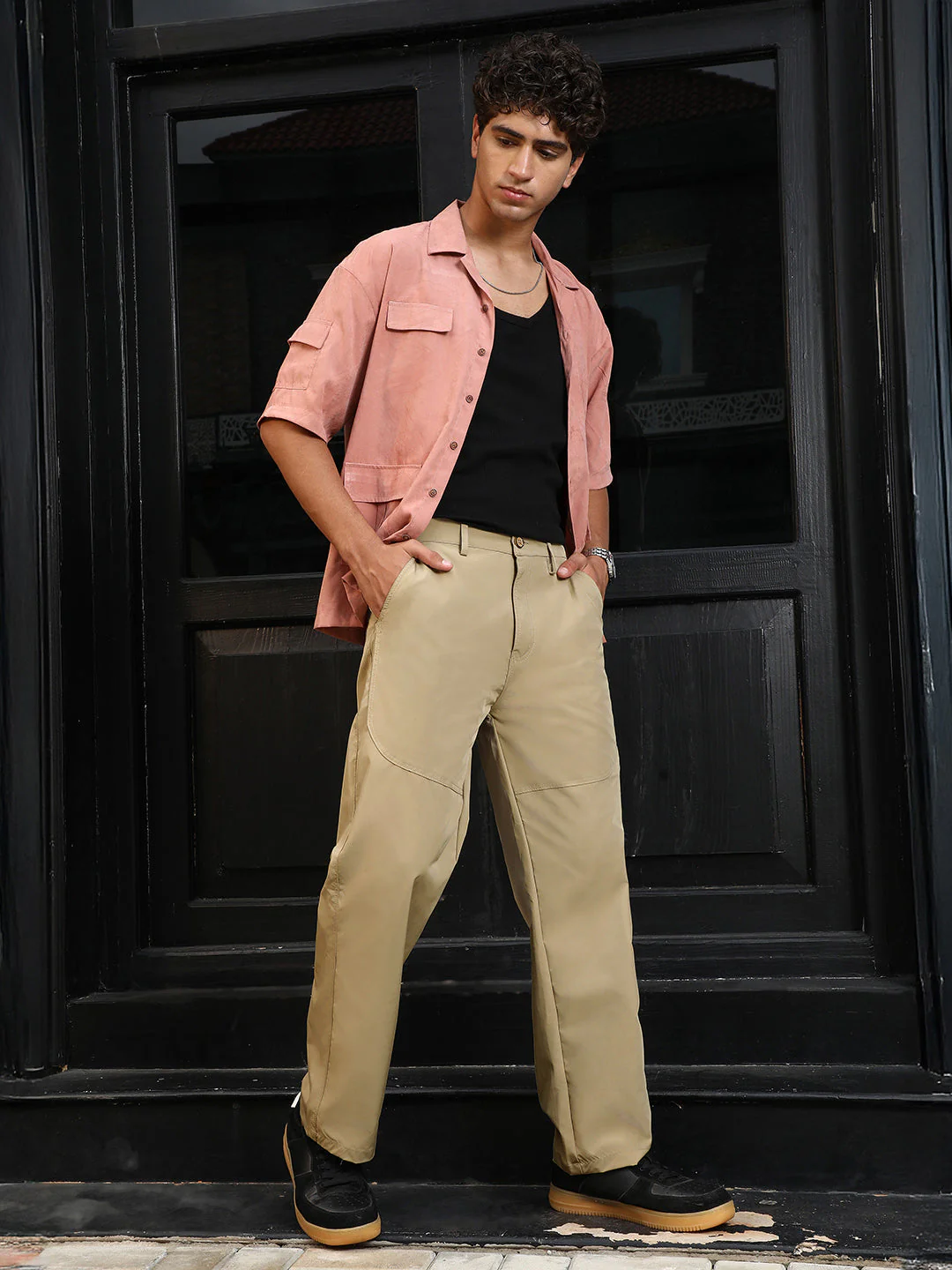 Panelled Straight-Fit Trousers - Image 5