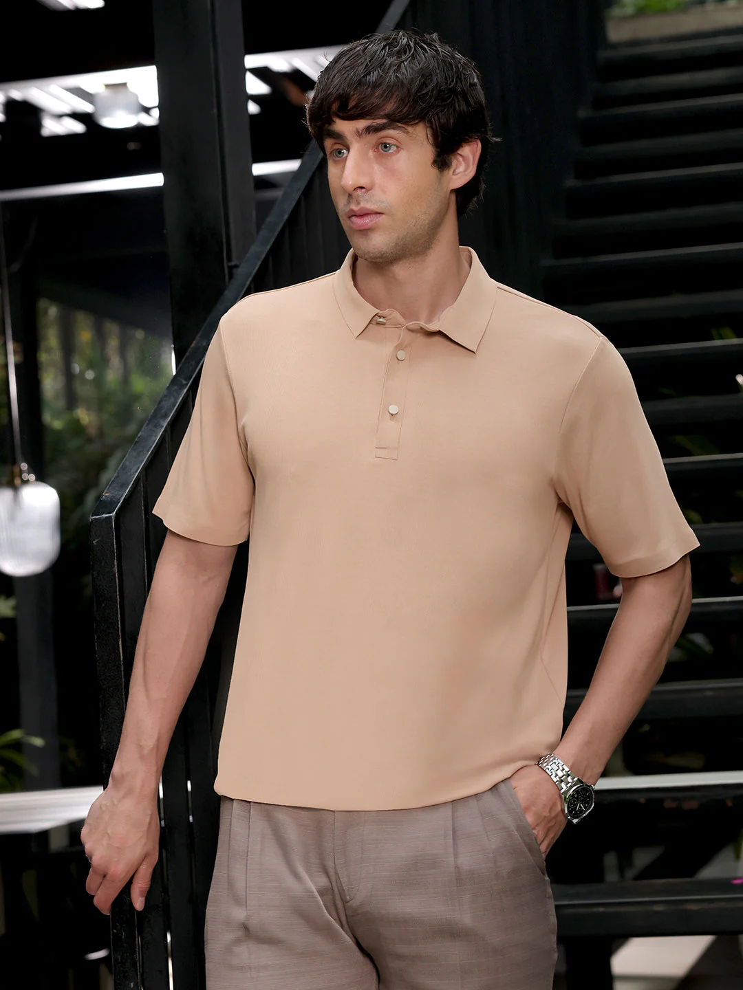 Seamless Ribbed Polo T-Shirt - Image 3