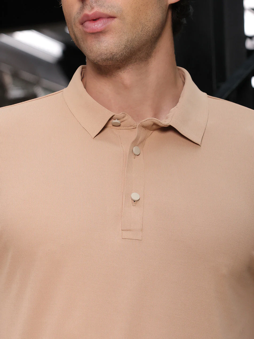 Seamless Ribbed Polo T-Shirt - Image 7