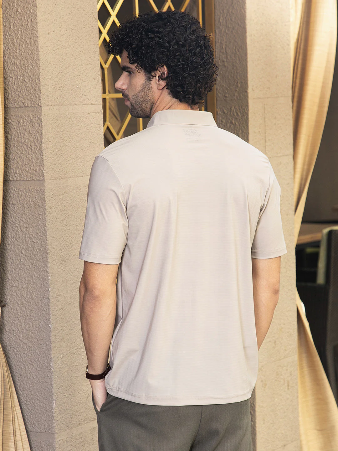 Seamless Waffle Polo T-Shirt - Image 4