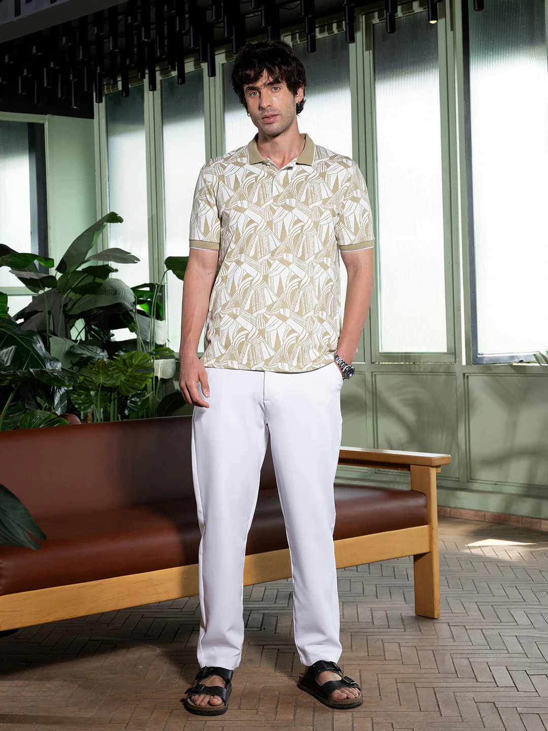 Stroke-Jacquard Polo T-Shirt - Image 5