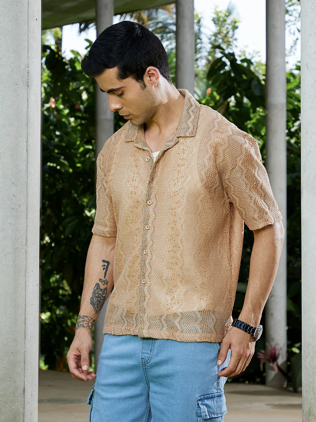 Swirl Open-Knit Resort Shirt - Image 3
