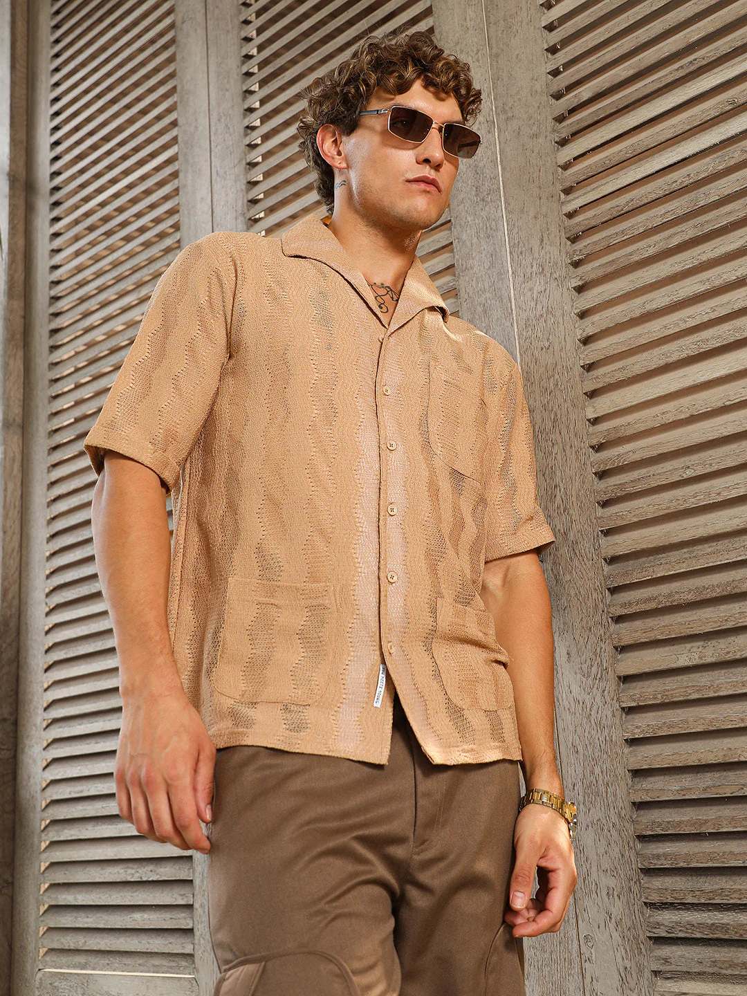 Swirl Open-Knit Shirt