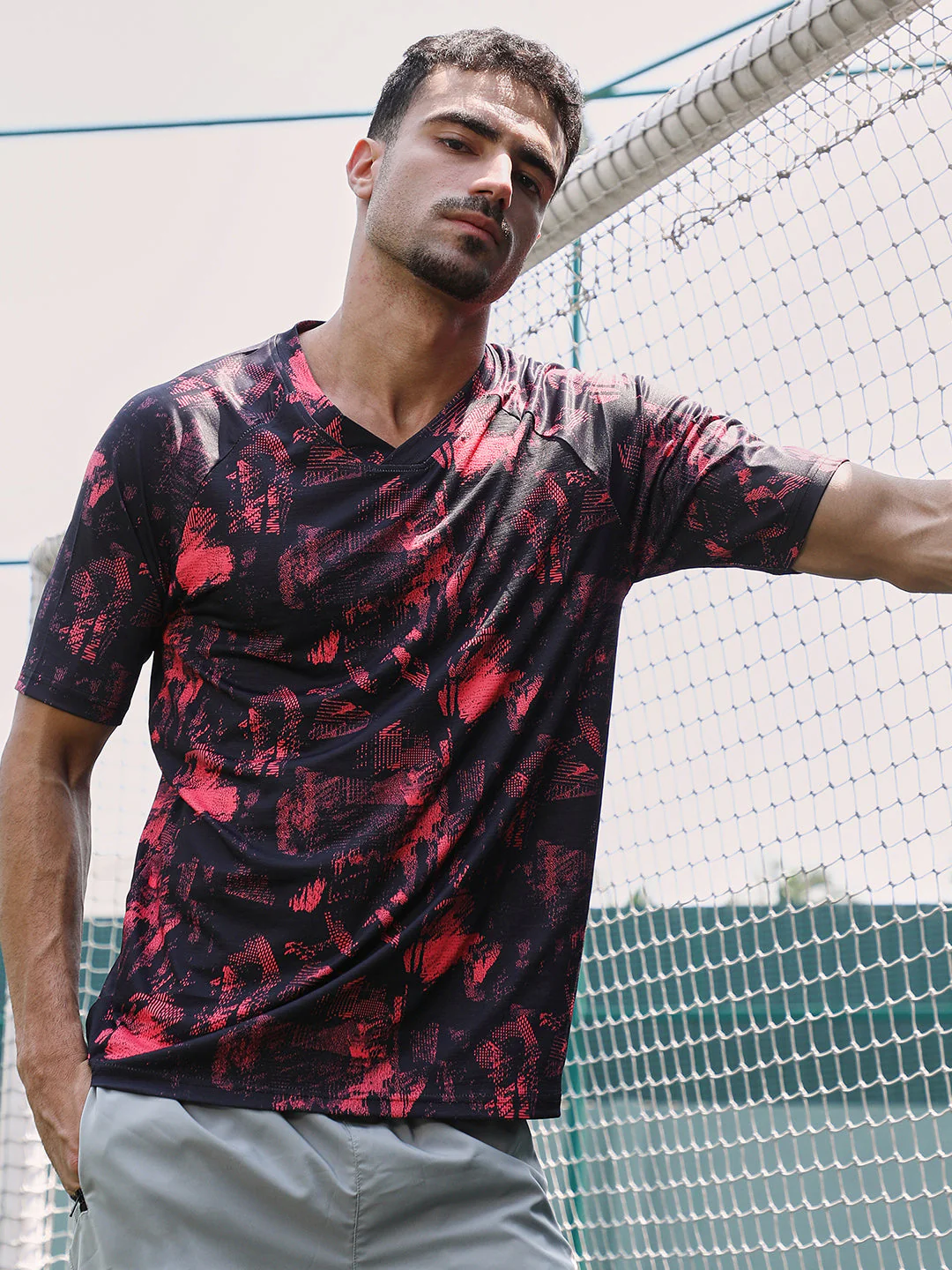 Abstract-Imprint Activewear T-Shirt - Image 2
