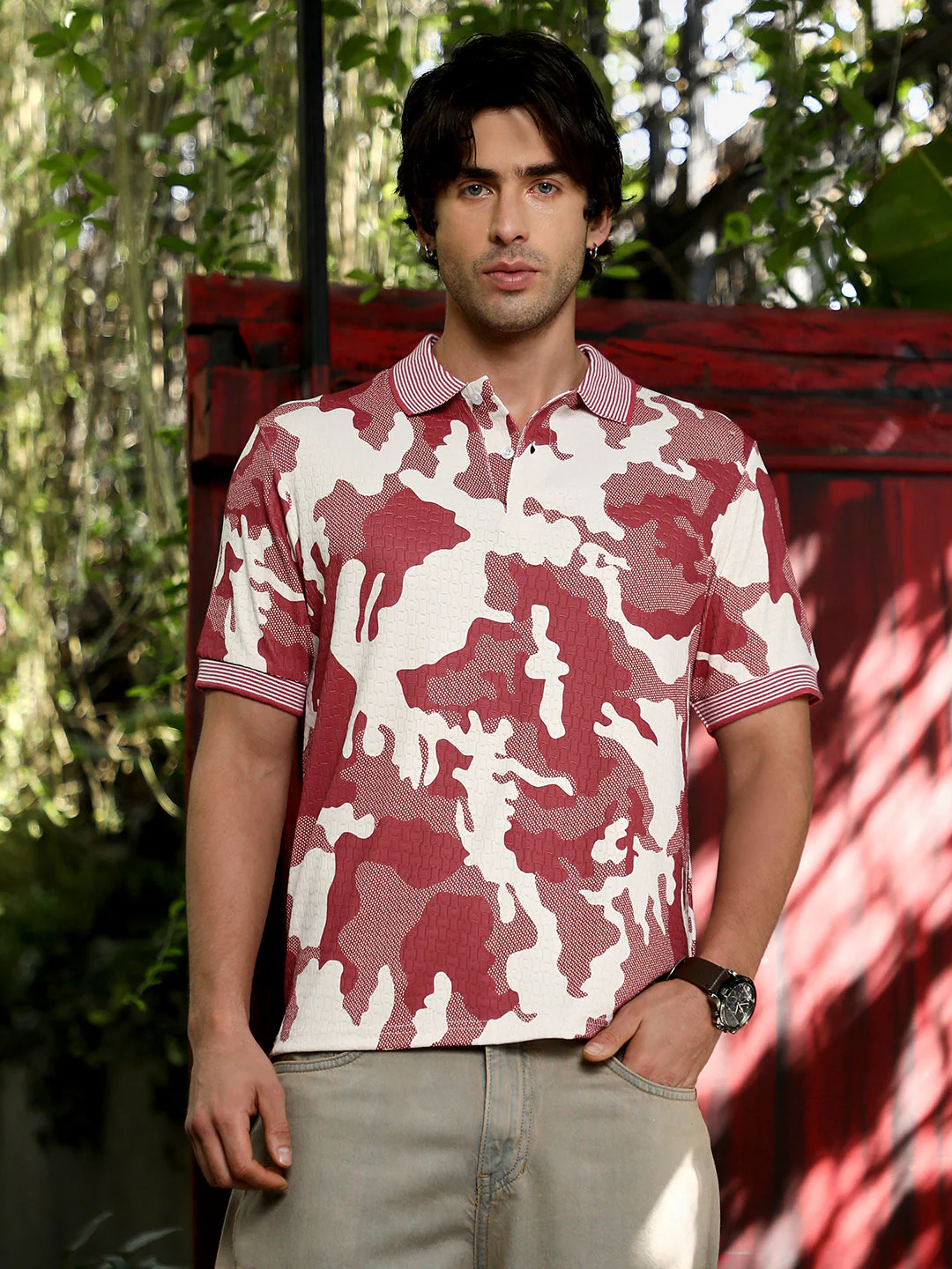 Camou-Jacquard Polo T-Shirt - Image 2