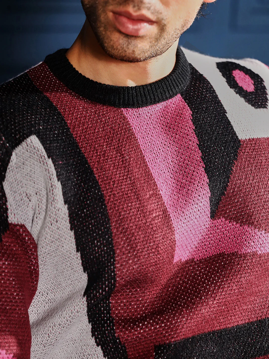 Abstraction-Jacquard Pullover Sweater - Image 7