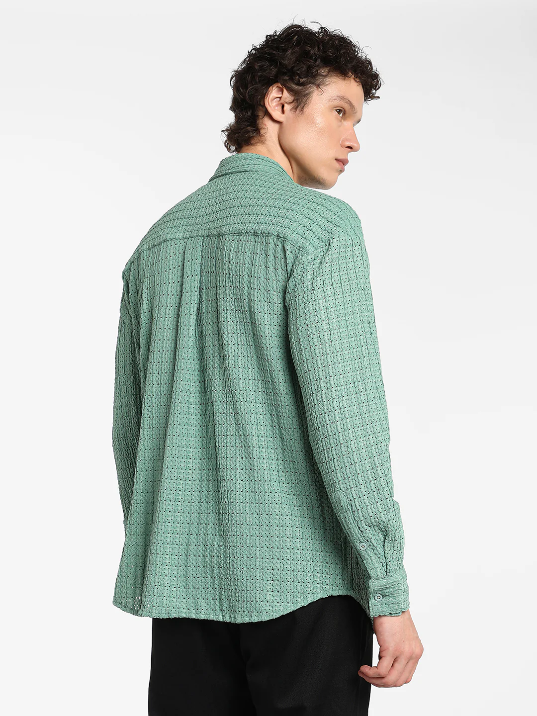 Hollow Knit Oversized Shirt - Image 12