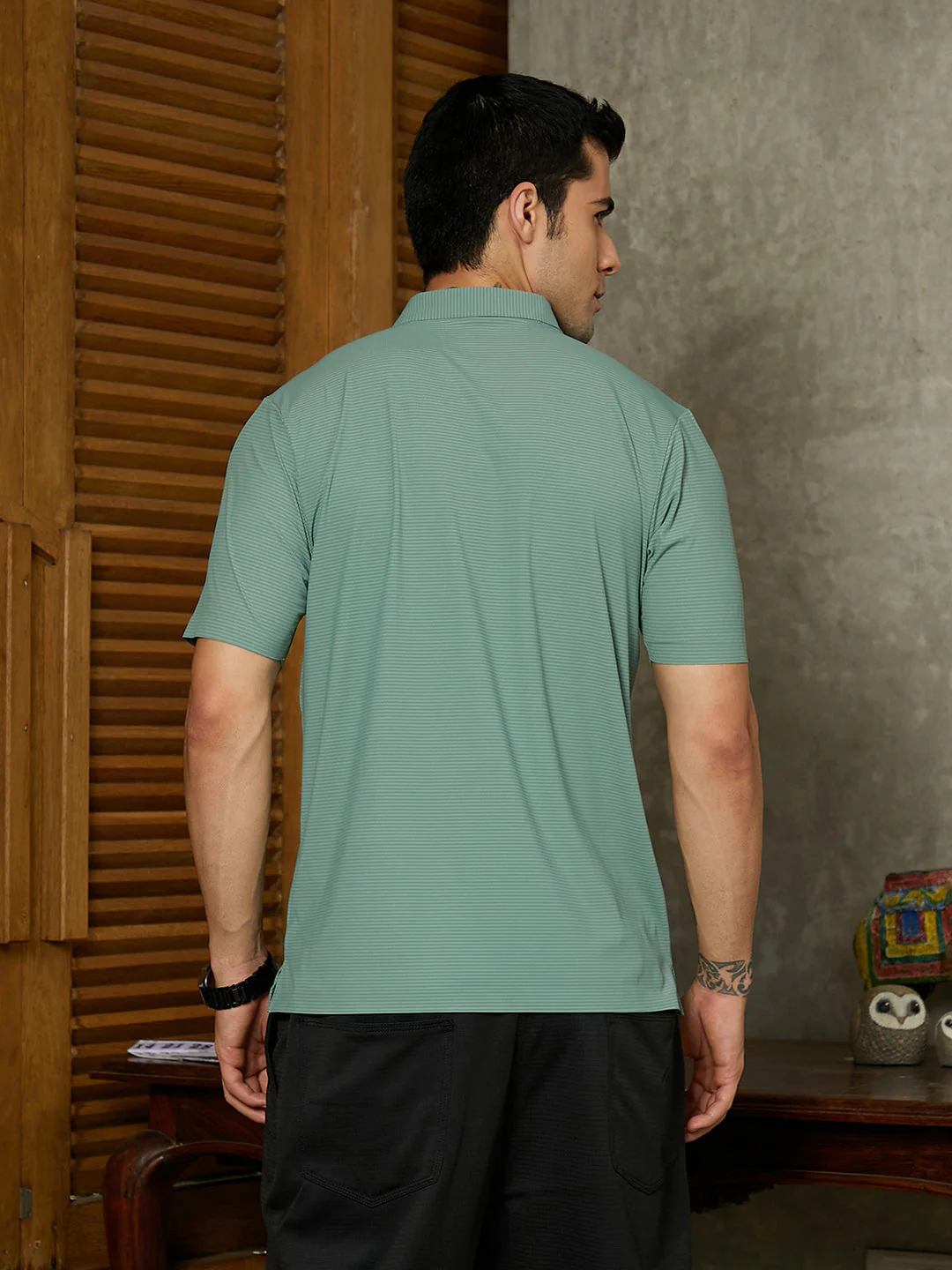 Seamless Striped Polo T-Shirt - Image 4