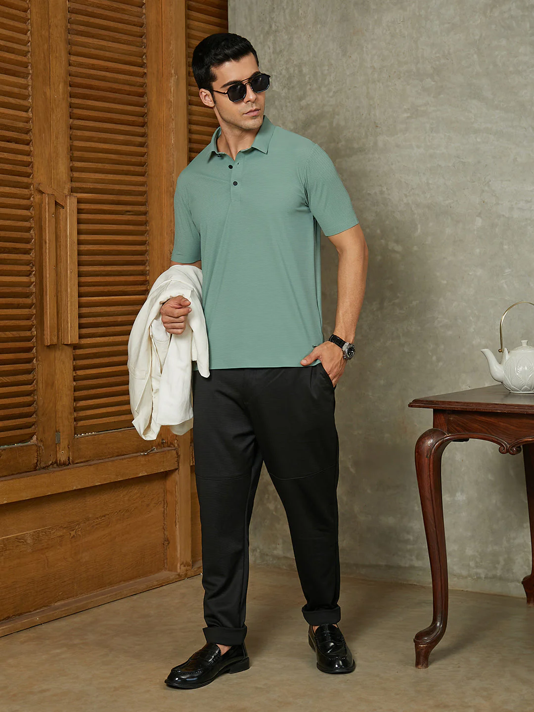 Seamless Striped Polo T-Shirt - Image 6