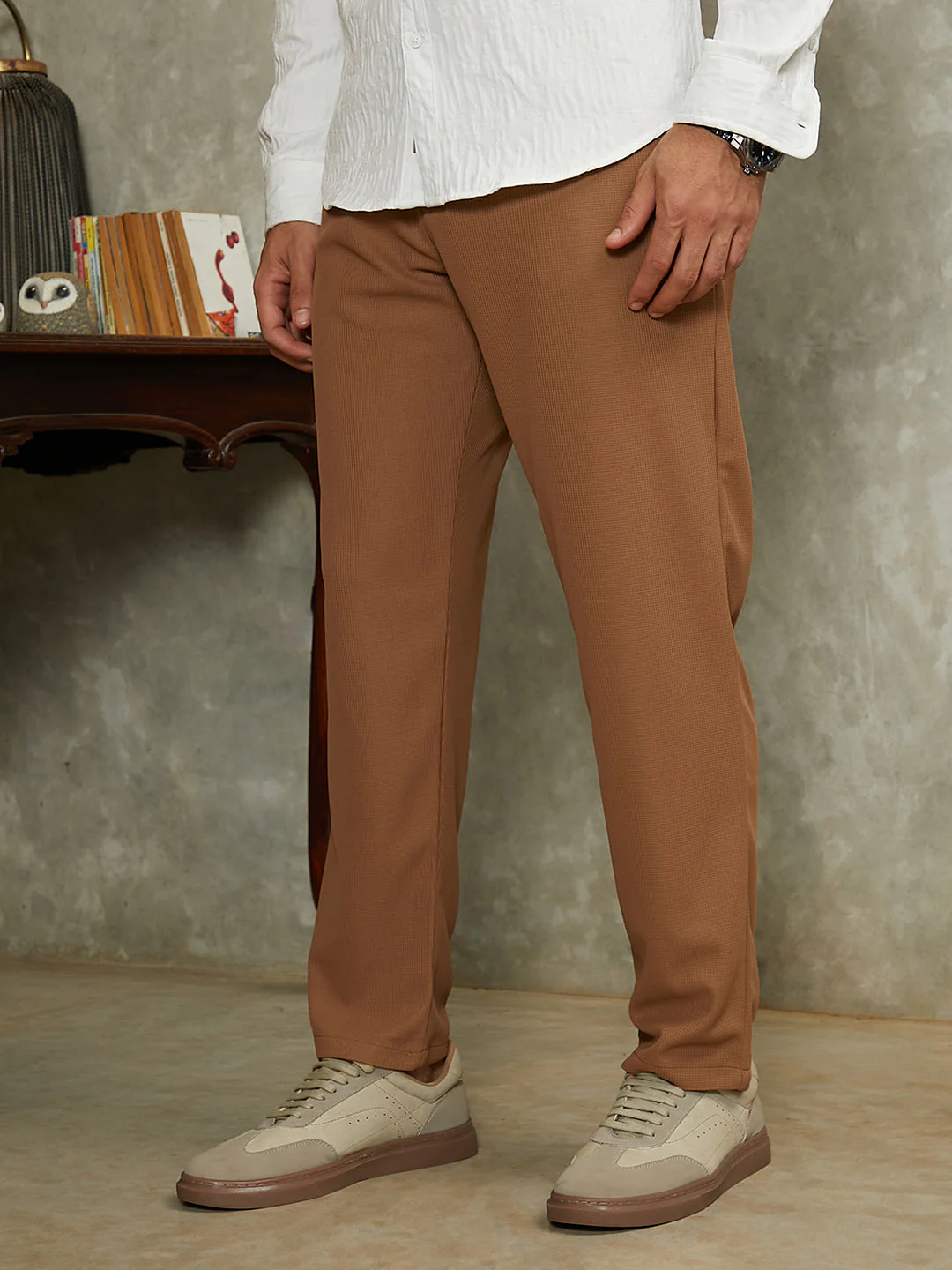 Micro-Waffle Chino Trousers - Image 3