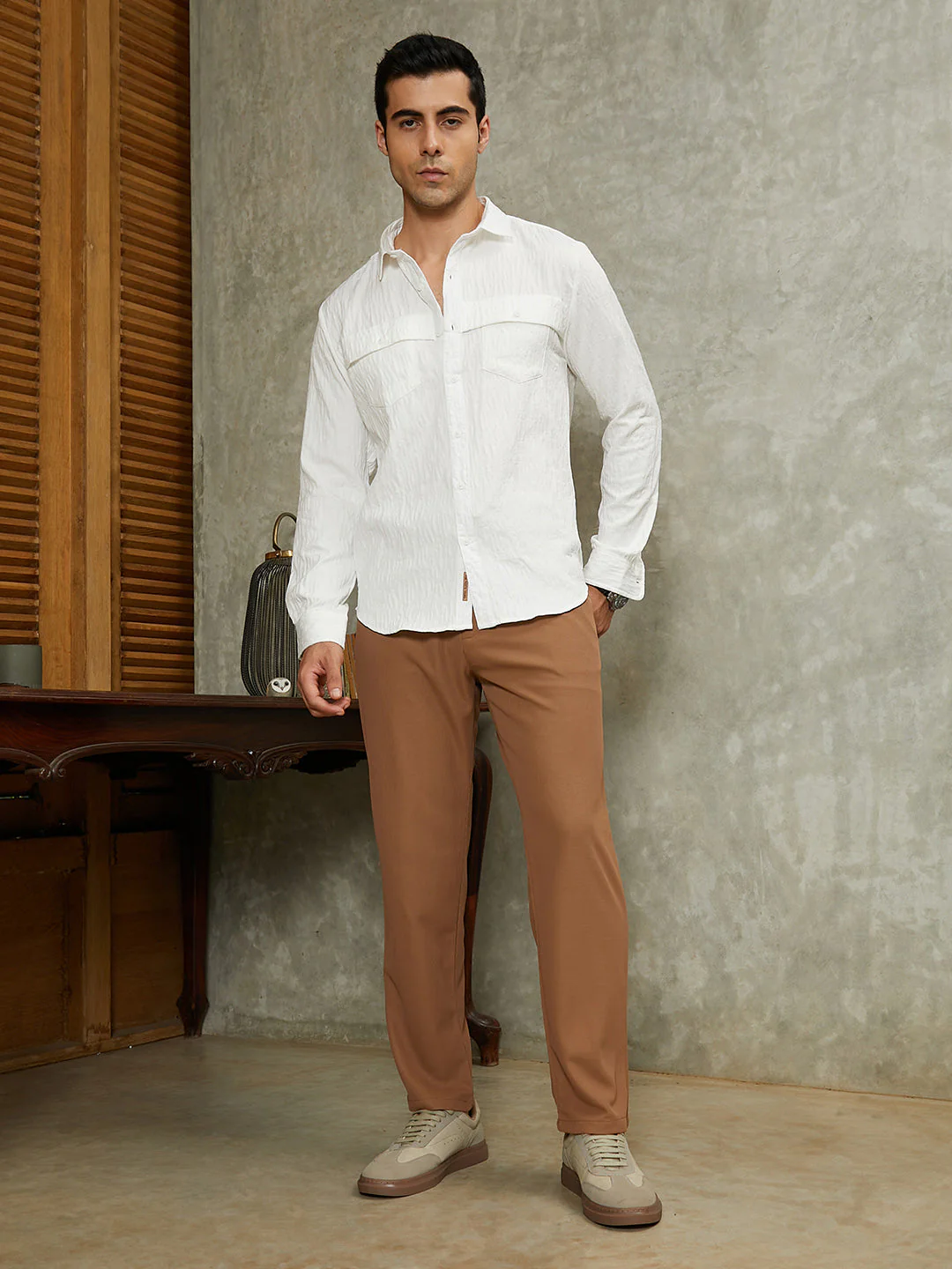 Micro-Waffle Chino Trousers - Image 5