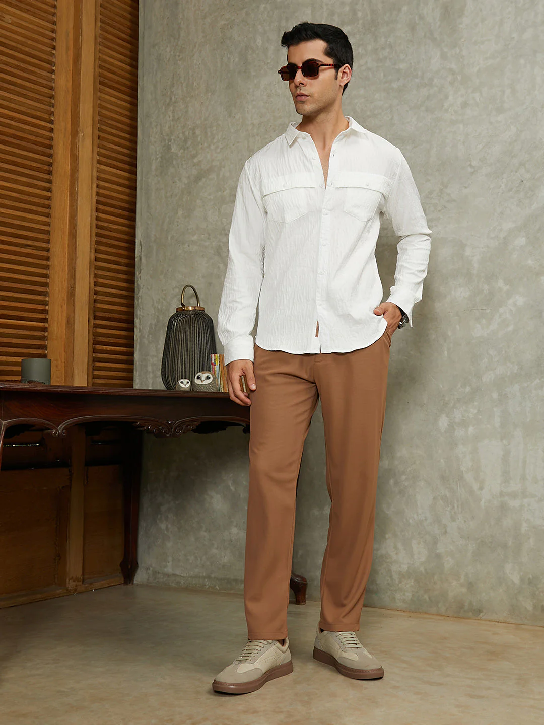 Micro-Waffle Chino Trousers - Image 6
