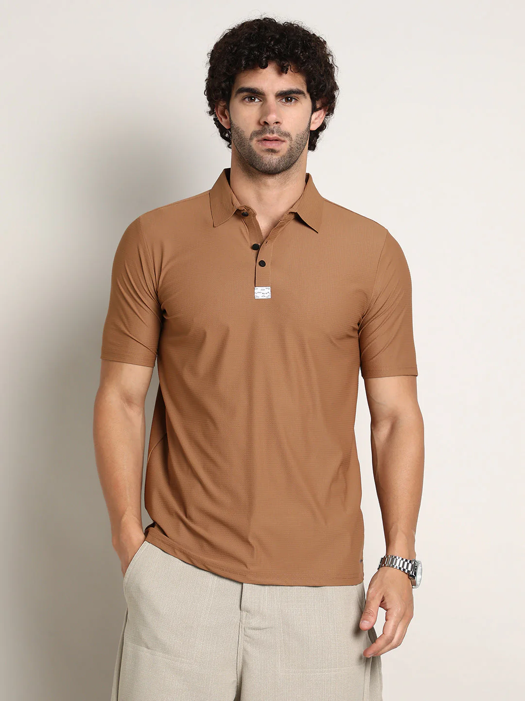 Seamless Waffle Polo T-Shirt - Image 2