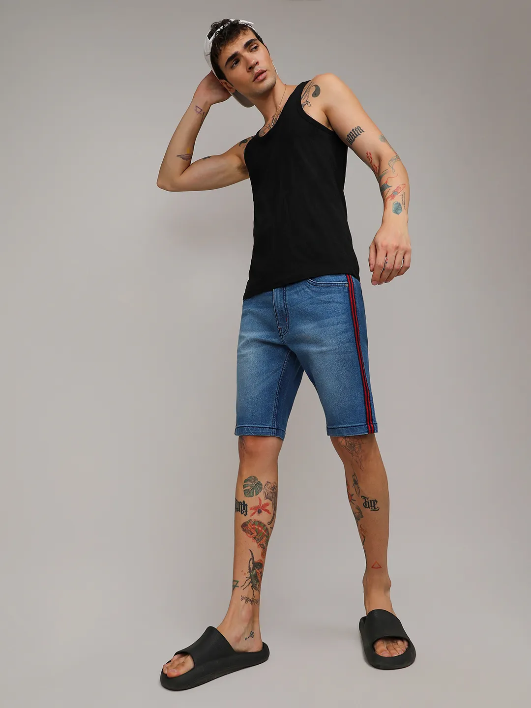 Side-Striped Denim Shorts - Image 6