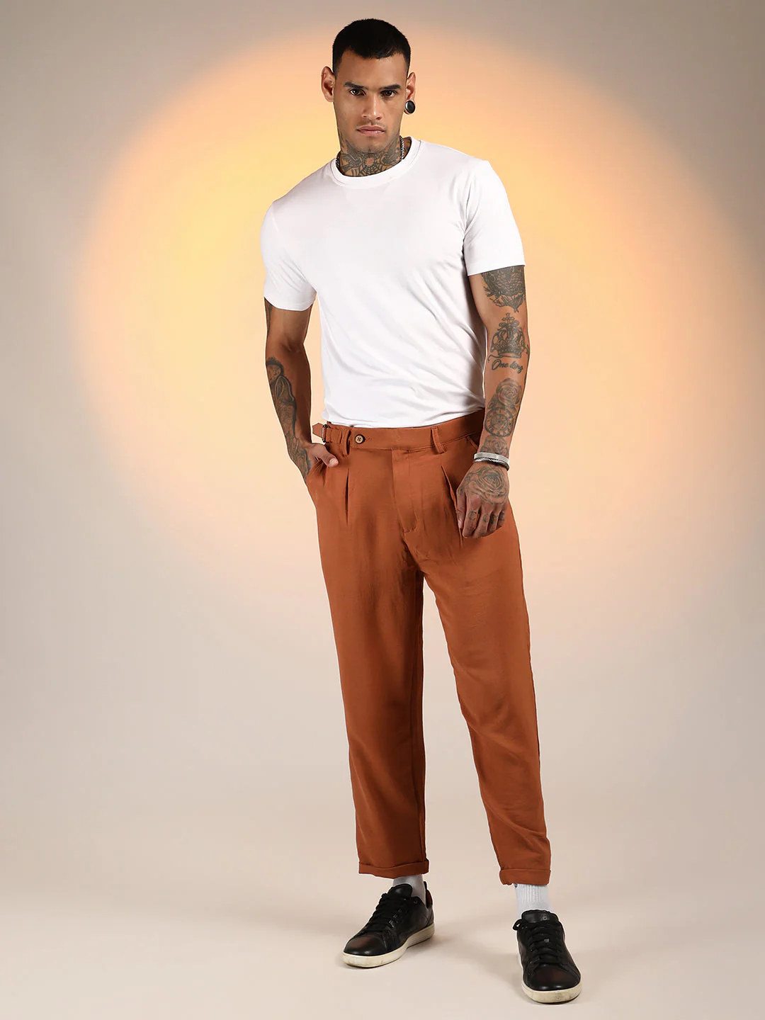 Cuffed Pleated Trousers - Image 5