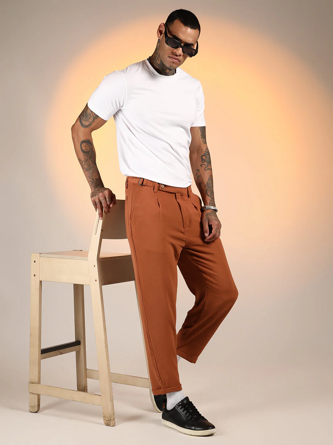 Cuffed Pleated Trousers - Image 6