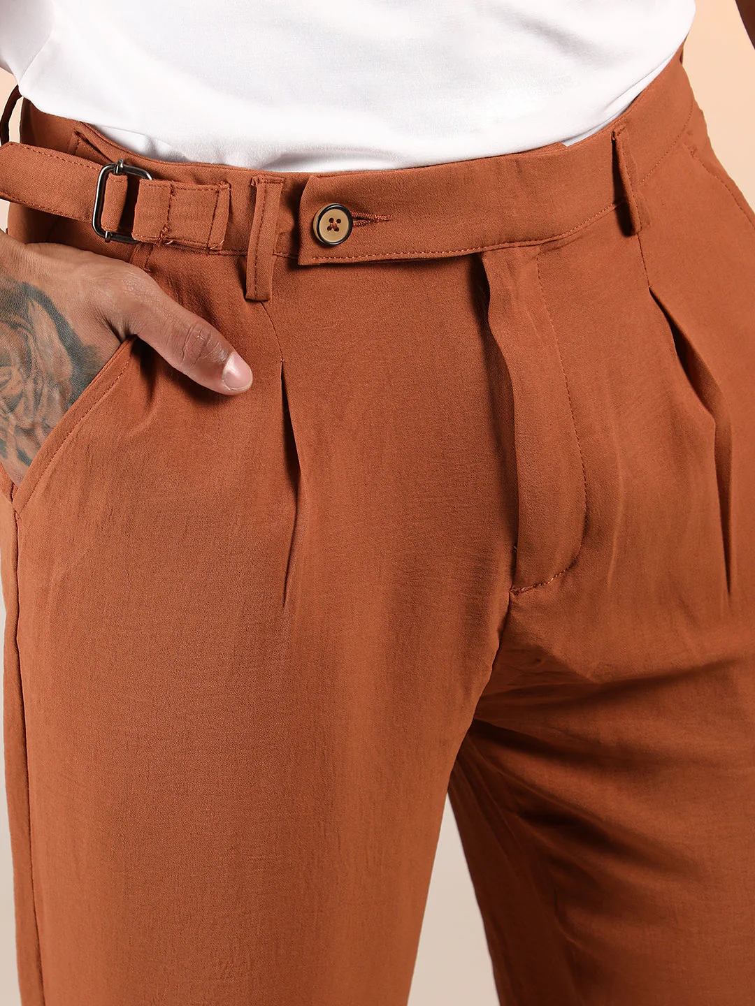 Cuffed Pleated Trousers - Image 7