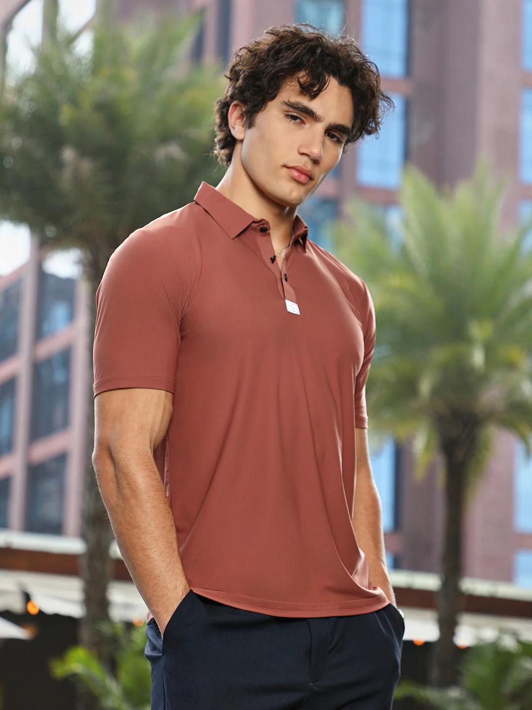 Seamless Solid Polo T-Shirt - Image 3