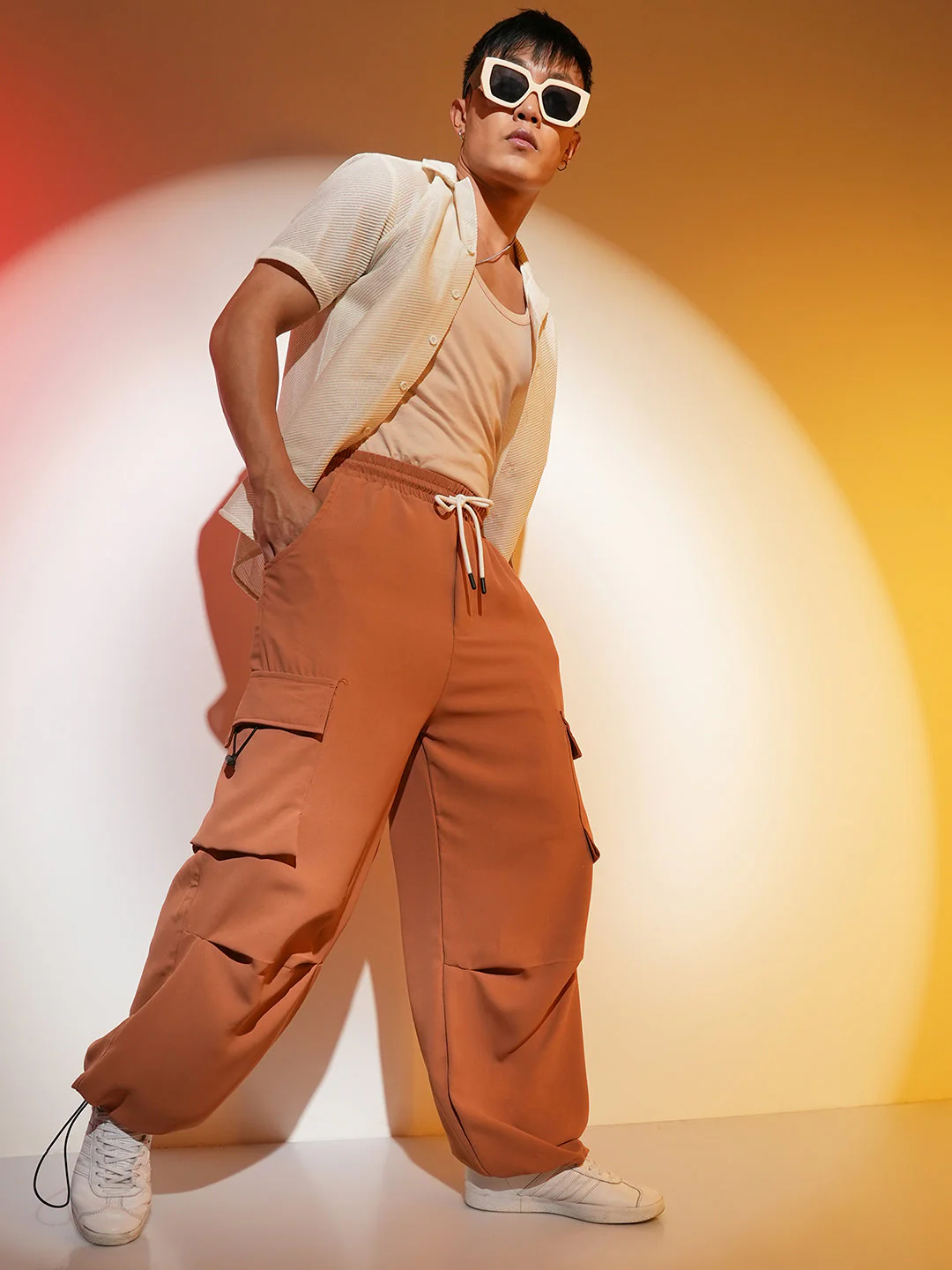 Solid Cargo Parachute Trousers - Image 6