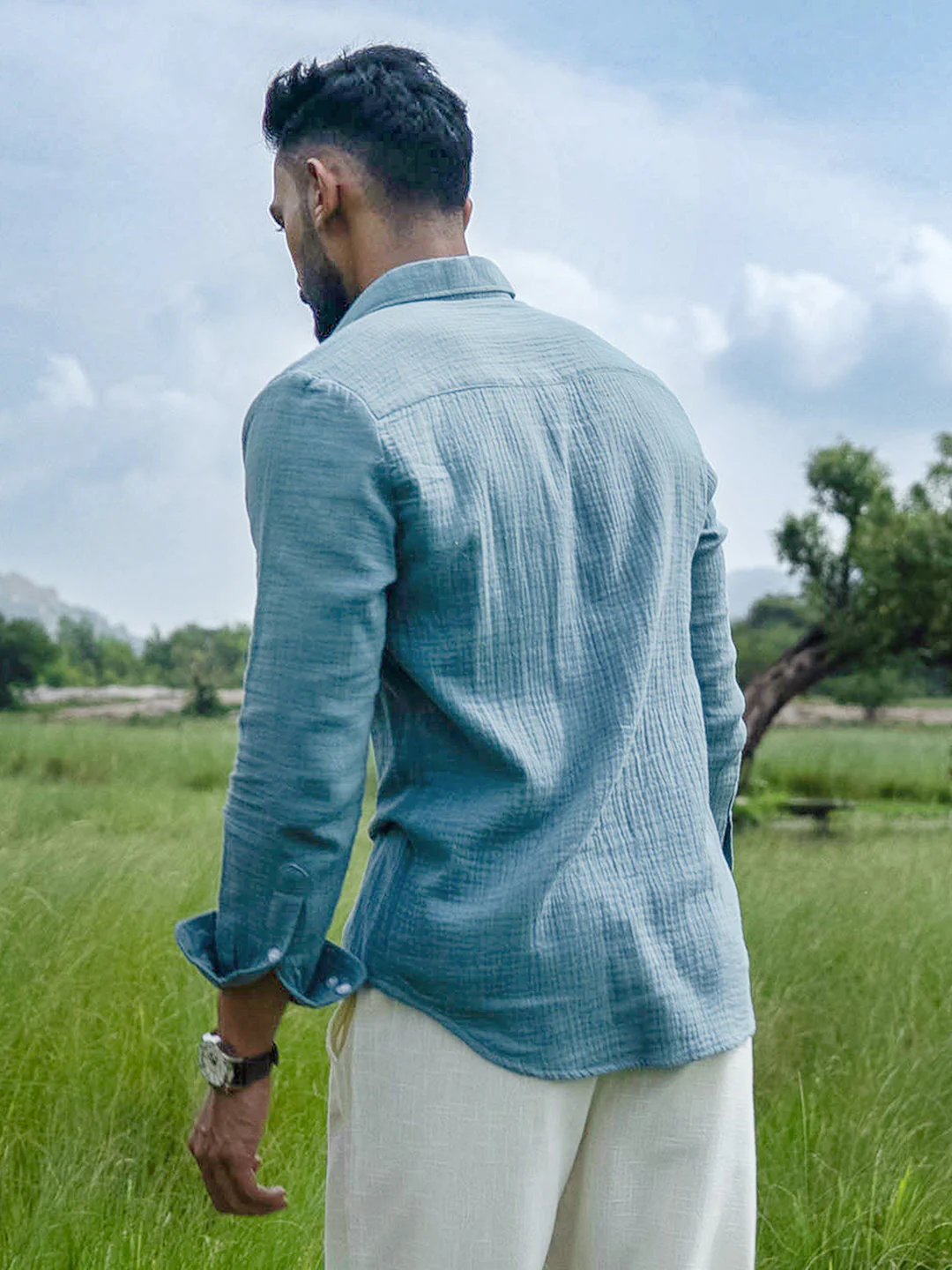Sky Blue Breezy-Weave Shirt - Image 3