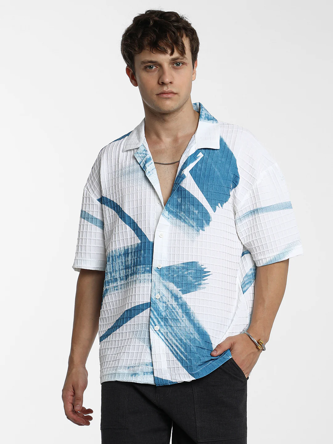 Stroked Waffle Oversized Shirt - Image 9