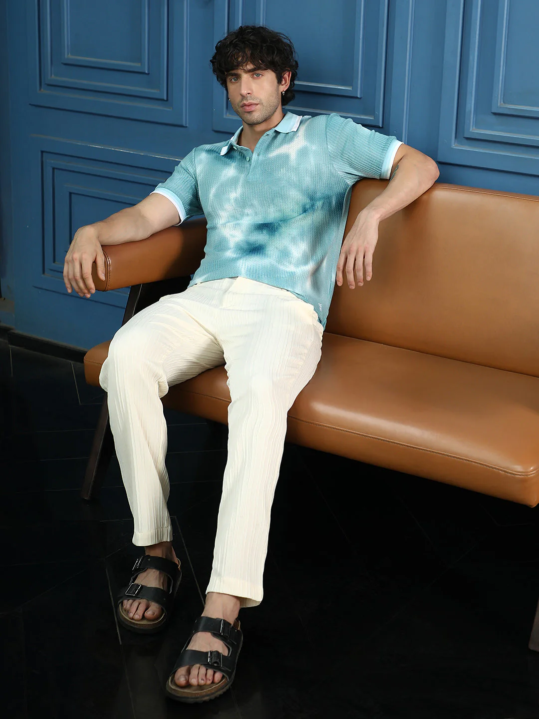 Dye-Geometric Jacquard Polo T-Shirt - Image 6