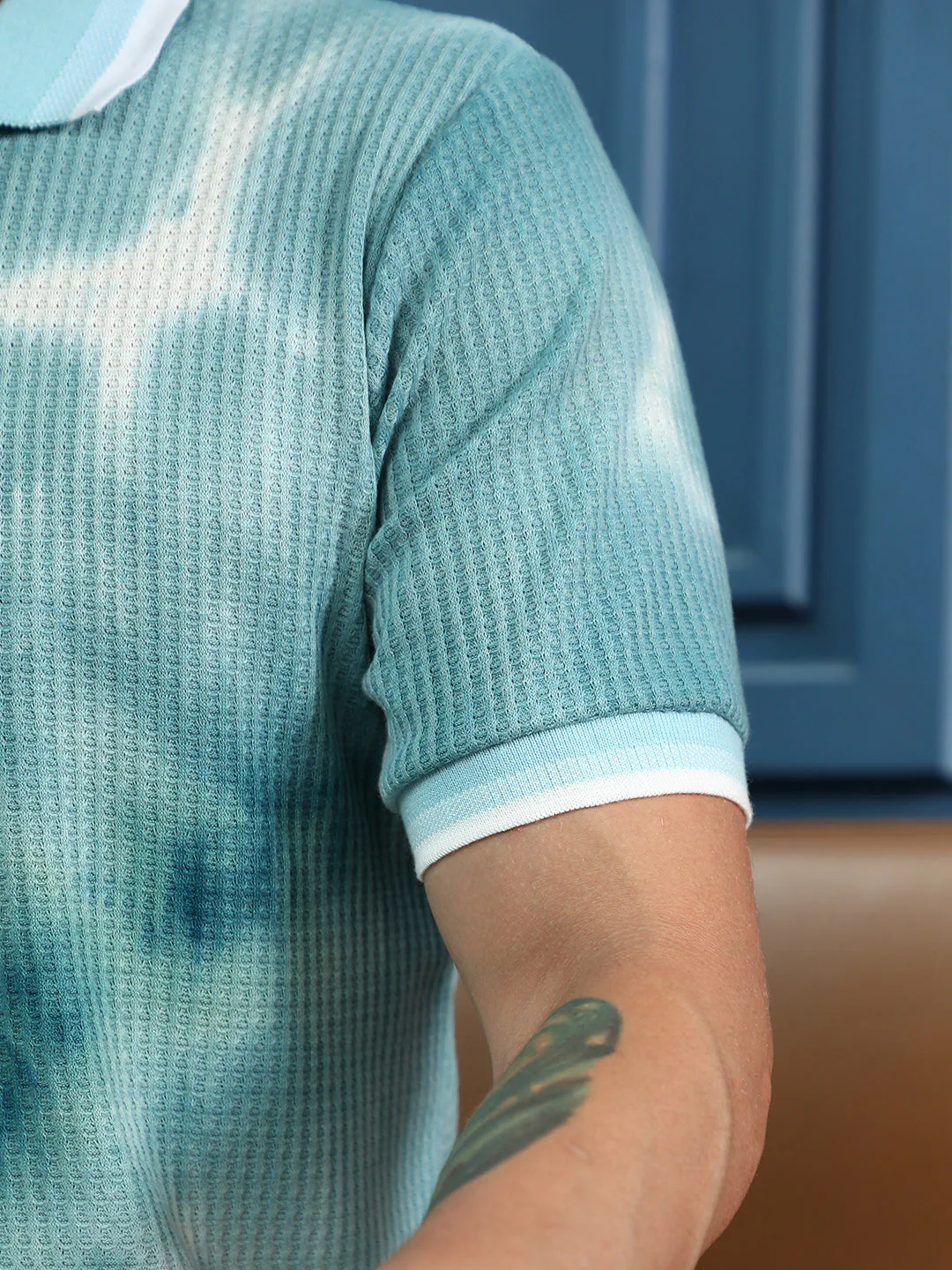 Dye-Geometric Jacquard Polo T-Shirt - Image 8
