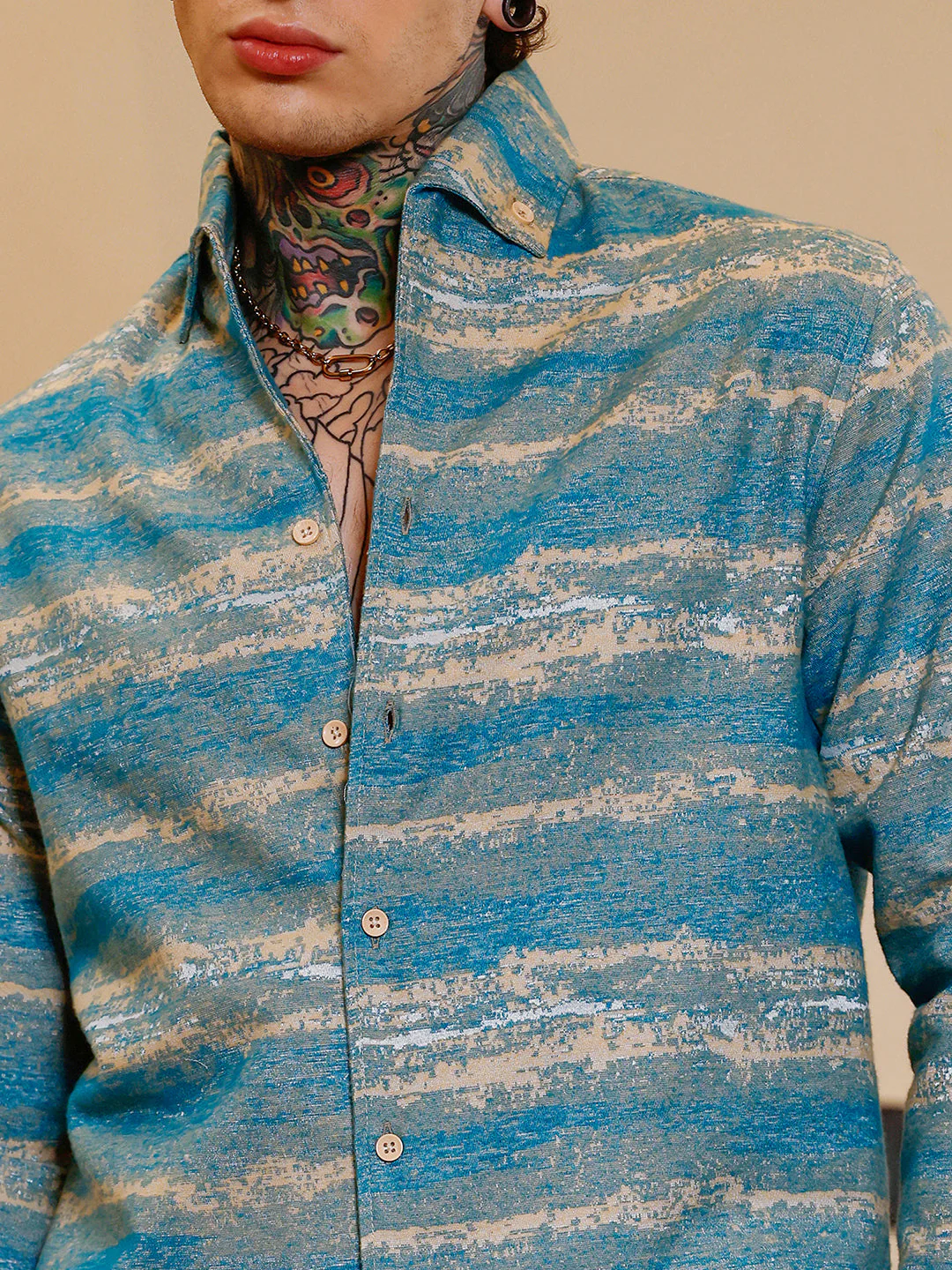 Gradient-Strokes Jacquard Shirt - Image 7