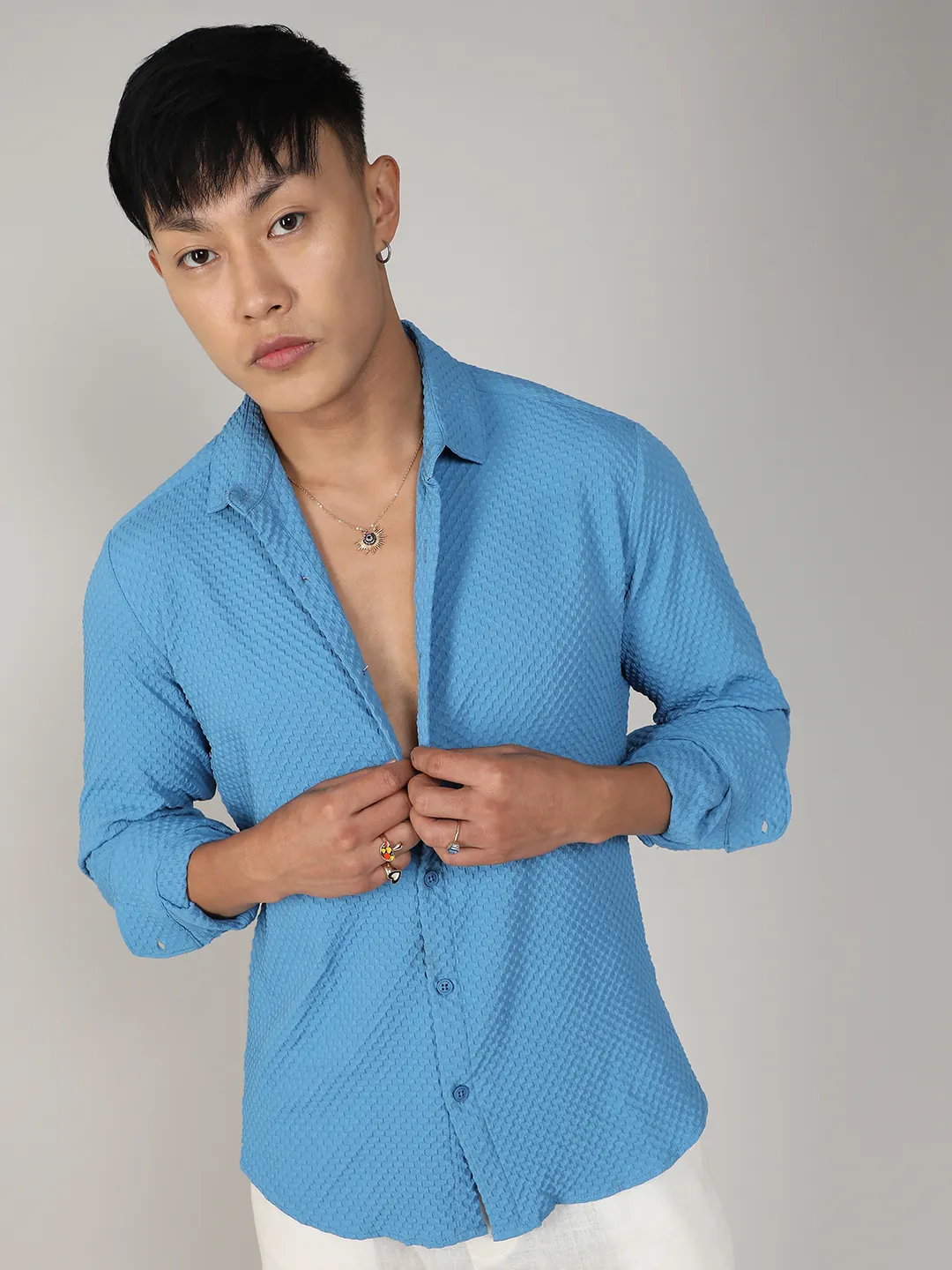 Textured Micro Buffalo Check Shirt - Image 2