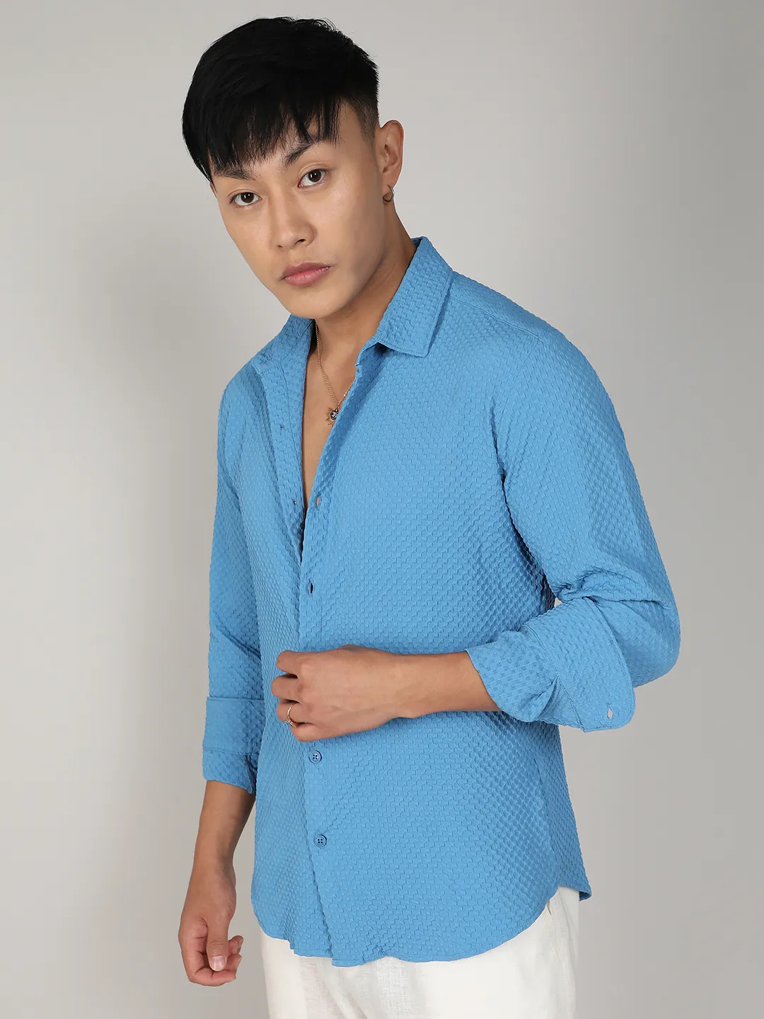 Textured Micro Buffalo Check Shirt - Image 3